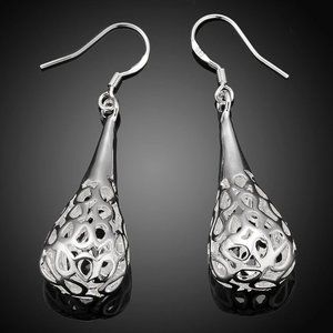 Beautiful 3D Waterdrop Earrings Solid Sterling Silver " Hypoallergenic "